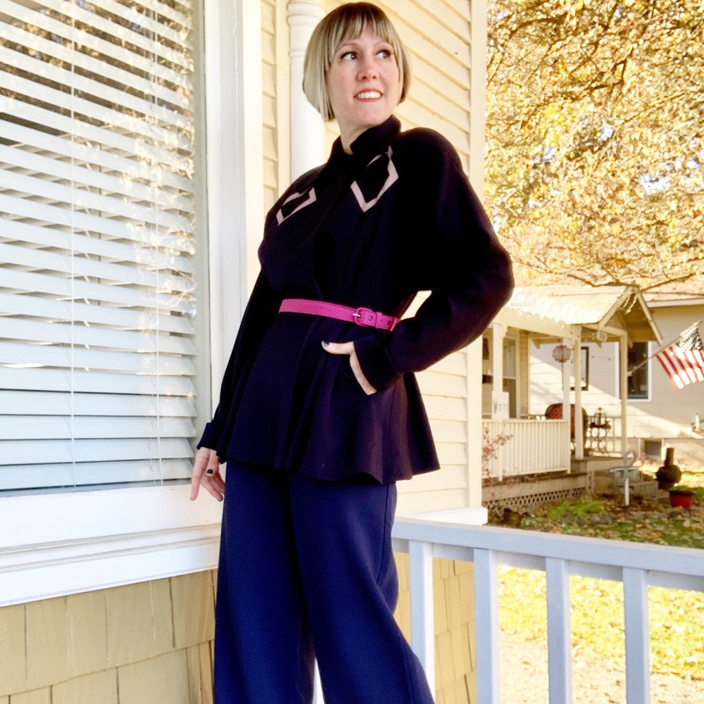 1960s Collins Seattle Dagger Collar Peplum Jacket